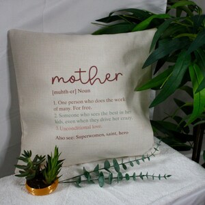 Linen cushion cover with ‘mother’ dictionary definition | perfect for Mother’s Day