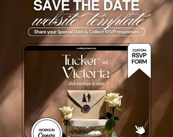 Modello Save The Date in terracotta terrosa: invito di nozze modificabile Canva (RSVP) 3 pagine