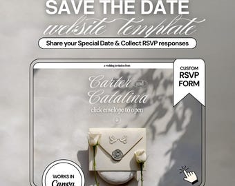 Invito di nozze "Save the Date" in morbido grigio, da sogno: invito di nozze modificabile con Canva (RSVP) di 3 pagine.