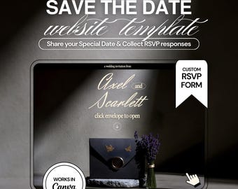 Template per sito web di matrimonio con tema floreale e atmosfera suggestiva: 3 pagine, modificabili con Canva, per annunciare la data del matrimonio (RSVP).