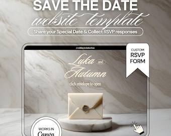 Modello di sito web per matrimoni elegante: Shic Save the Date con RSVP (Canva)