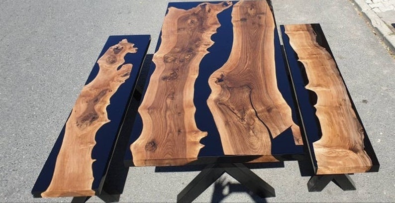 Epoxy River Wooden Dining Table Top made of Acacia Wood Length