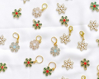 SNOWFLAKES STITCH Marker, stitch markers for knitting and crochet, cute enamel charm stitch markers