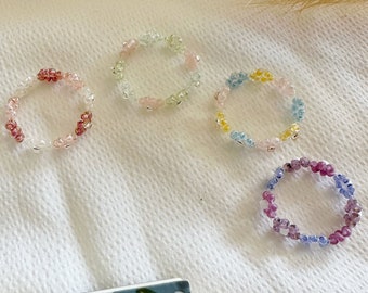 3 Colors Bead Flower Ring, Daisy Ring, Colourful Bead Ring, Miyuki Beads, Toho Beads, Seed Beads, Jewelry Dainty Ring, Ring Charm