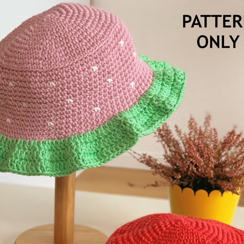 Strawberry Bucket Hat Pattern With Frilly Brim PATTERN | Etsy