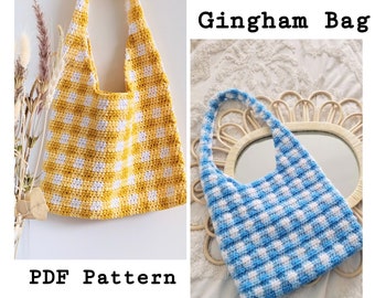 CROCHET GINGHAM BAG Pattern - pdf written pattern
