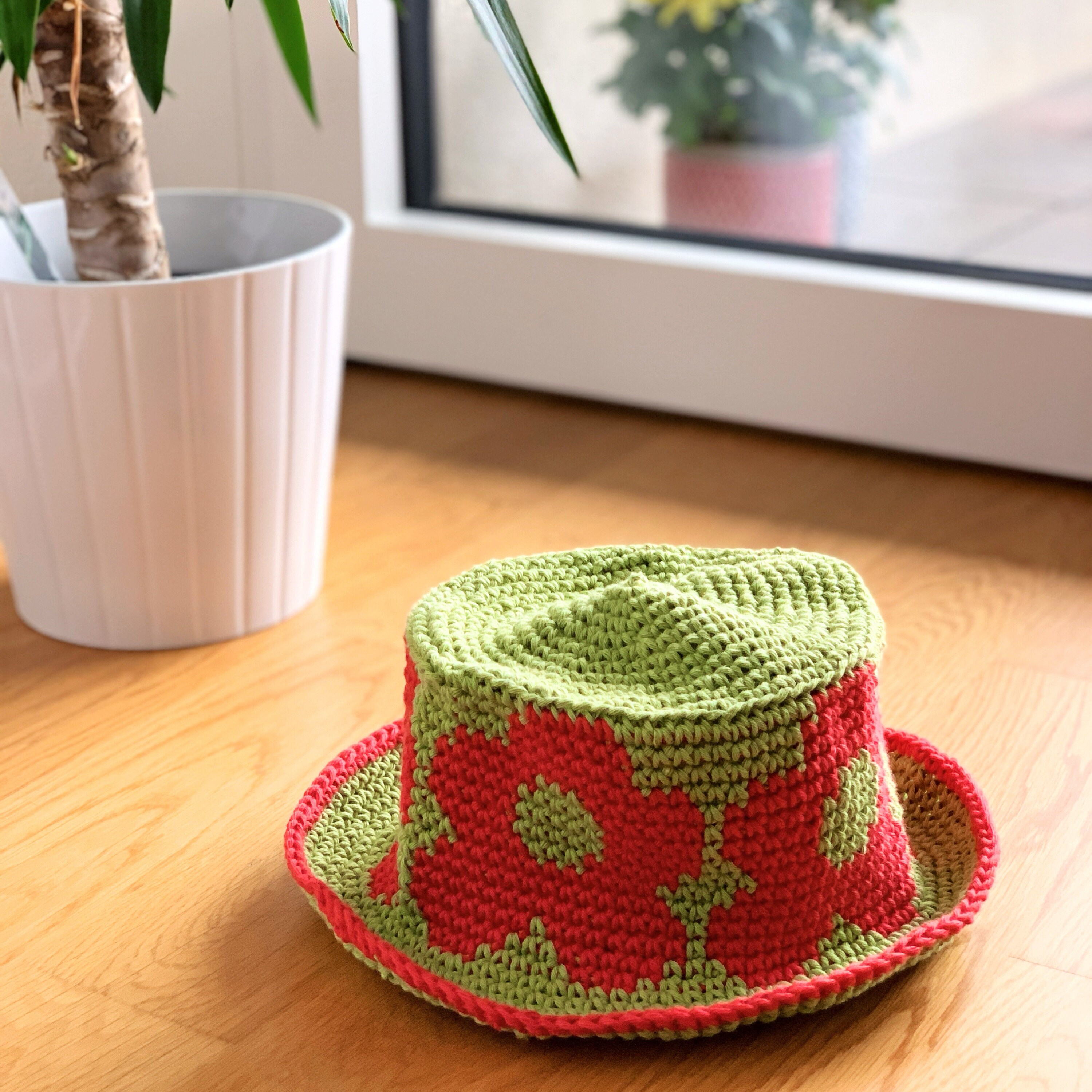 CROCHET BUCKET HAT Flower Print Bucket Hat Customizable in Etsy