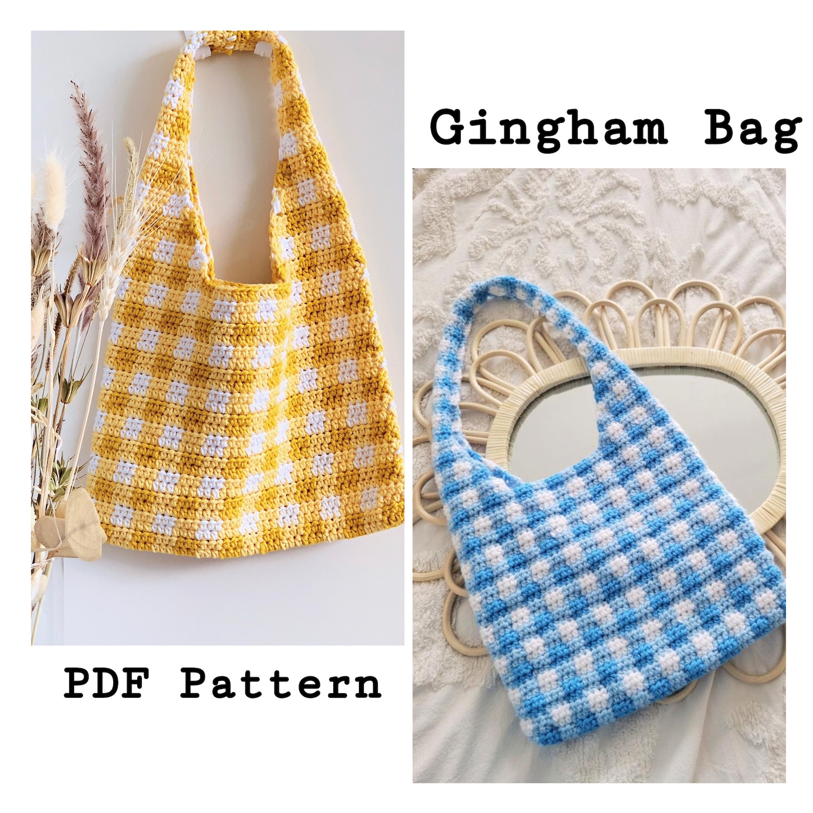 CROCHET GINGHAM BAG Pattern Pdf Written Pattern Etsy