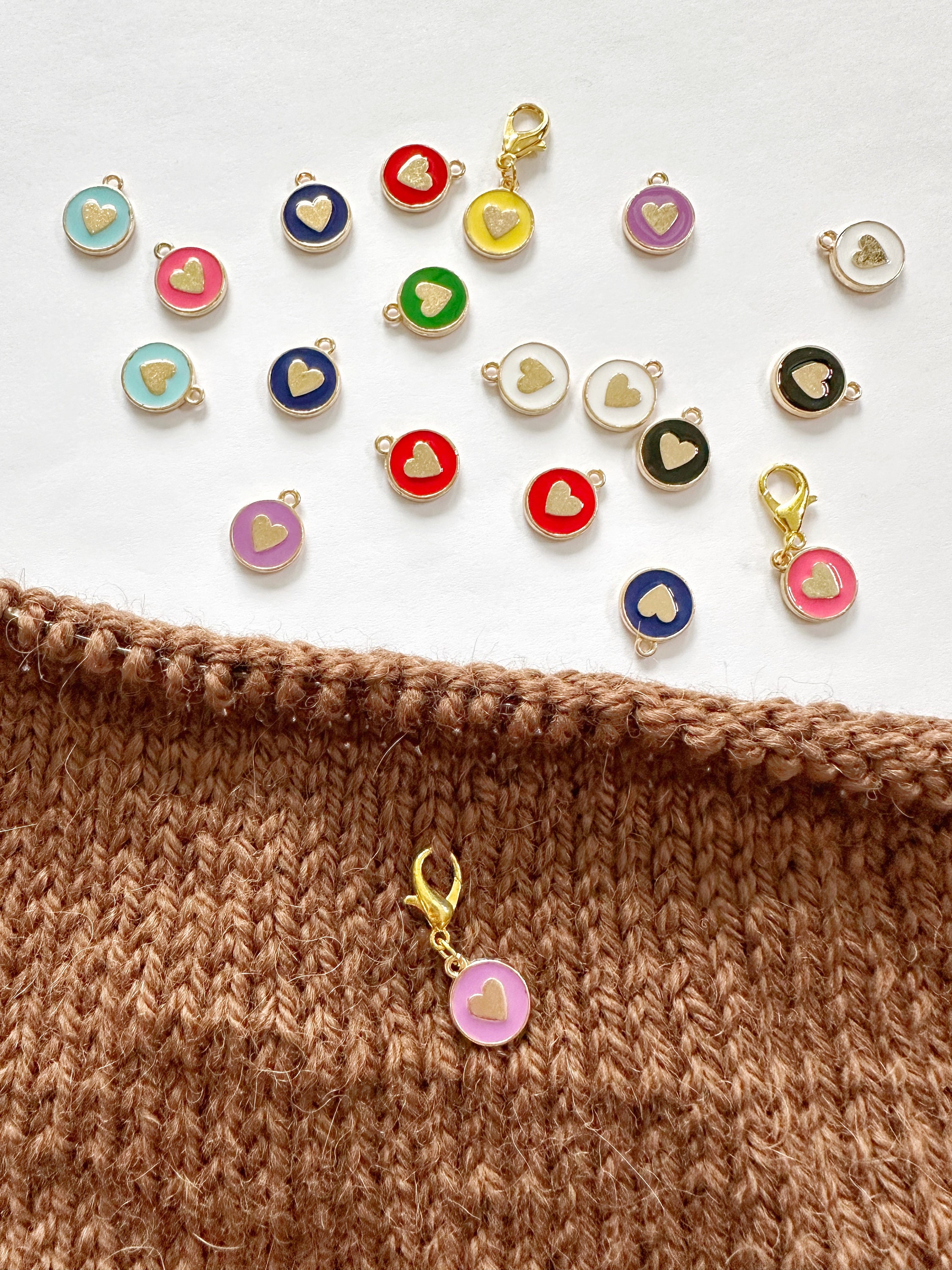 16 Bunte Maschenmarkierer Mit Herz & Kreis Design - Perfekt Zum Häkeln Und Stricken