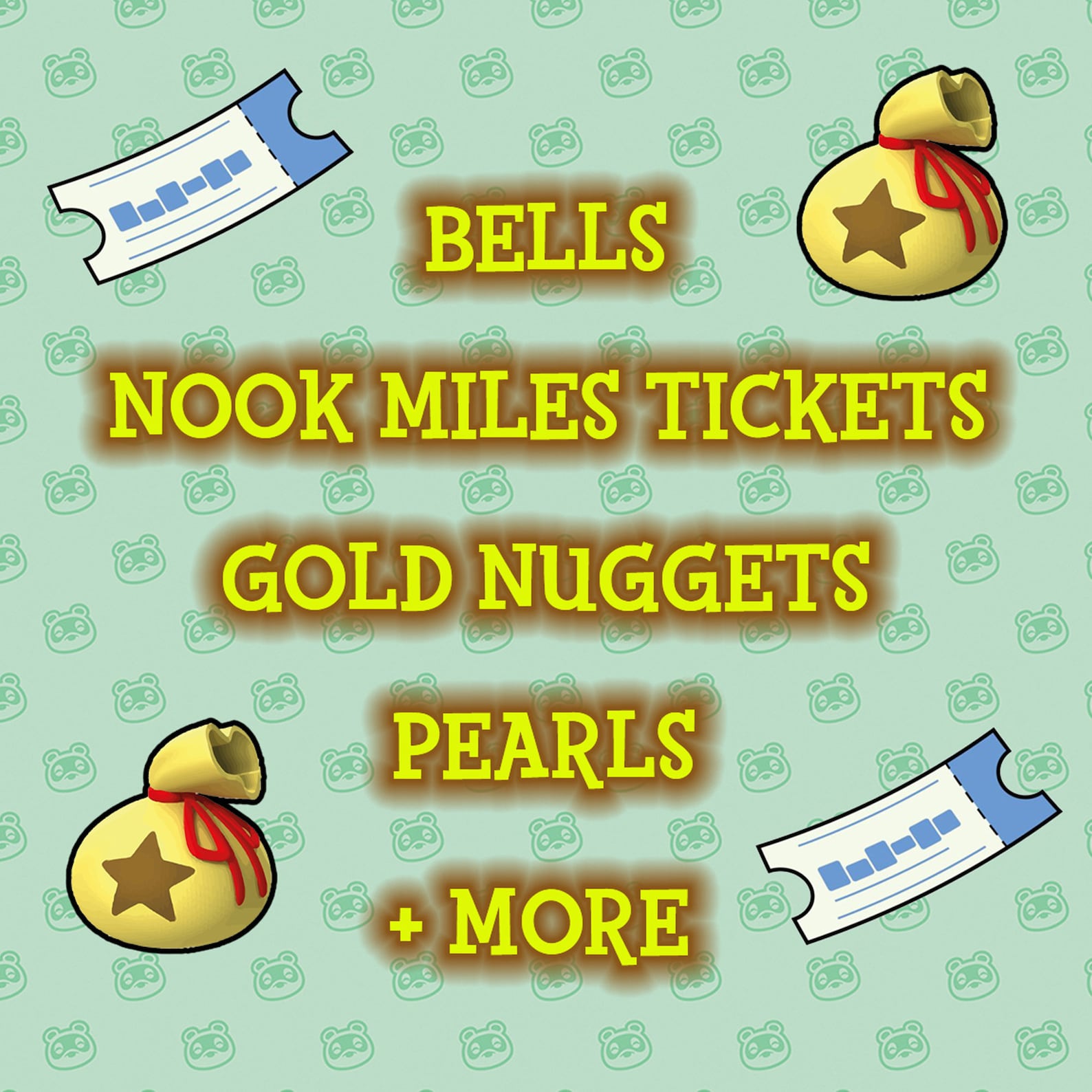 Animal Crossing Bells Nook Miles Tickets Materials XMAS Etsy