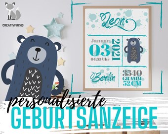 Baby Geburtsposter DIN A4 Poster Geschenk Geburt Meilensteinkarten Baby Mädchen