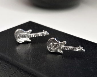 Tiny electric guitar stud earrings. Unisex studs. Cool gift for musicians, guitar players and for all music lovers. Guitar studs. Love