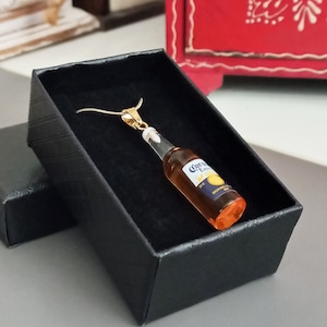 Cute necklace with bottle pendant. Hypoallergenic stainless steel snake chain. Christmas gift for beer lovers, bar tenders clubs discos pubs