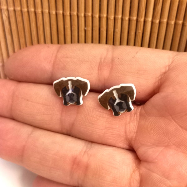 Boxer dog earrings. Boxer dog studs. Cute gift for Valentines day. Dog lovers gift. Dog jewelry. Dog accesories. Lovers day. Boxer dog lover