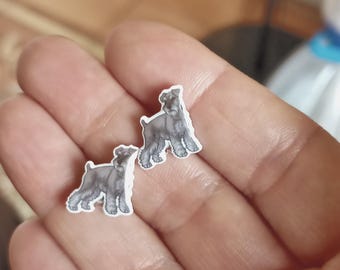 シュナウザー犬用スタッドピアス（スターリングシルバー製）、シルバー