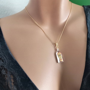 Snake chain necklace with a gin bottle pendant. Hypoallergenic stainless steel chain Christmas gift for bar tenders clubs discos pubs Kawaii