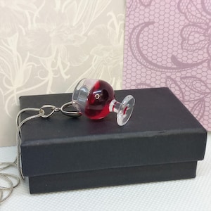 Wine glass pendant necklace Cute christmas gift for wine lovers Cool gift for bar tenders. Hypoallergenic stainless steel snake shaped chain