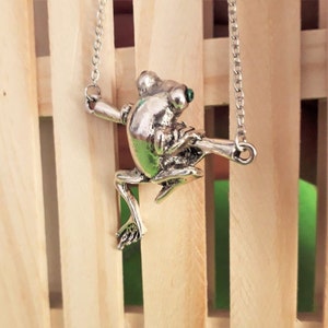 Originele kikkerketting, roestvrijstalen ketting, klimkikkerhanger, unisex sieraad, kikkerliefhebber, kerstcadeau