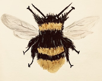 Hand Painted original Bee in Acrylic on A5 Canvas