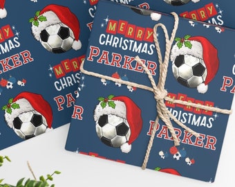 Personalized Soccer Christmas Wrapping Paper: Custom Name Gift