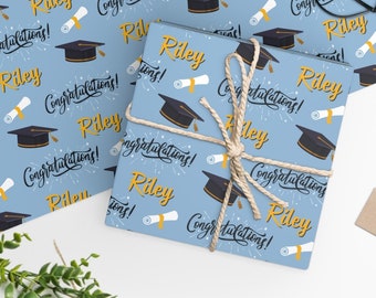 Personalized Graduation Wrapping Paper: Custom Name Gift Wrap