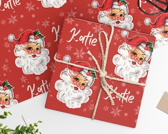 Personalized Santa Christmas wrapping paper, Custom name gift wrap, unique present wrapping, Magical name Santa paper, Kids Holiday presents