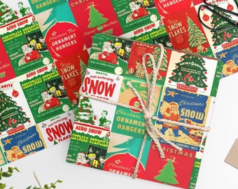 Retro Christmas Ad Wrapping Paper: 60's Style Nostalgic Gift Wrap