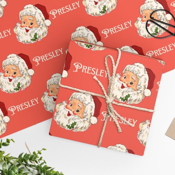 Personalized Santa name Wrapping Paper, Custom Christmas gift wrap, Christmas Eve present wrap, Magical wrapping paper, Family Xmas gifts