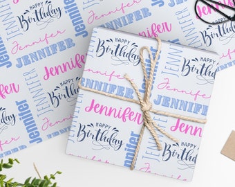 Personalized happy birthday wrapping paper, Custom name wrapping paper, Special birthday gifts, Unique gift wrap, Cute name collage paper