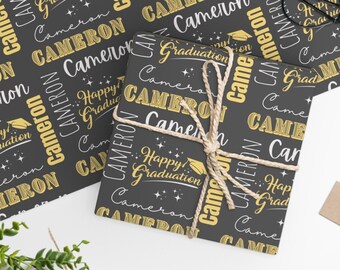 Personalized Graduation Wrapping Paper: Custom Name Gift Wrap