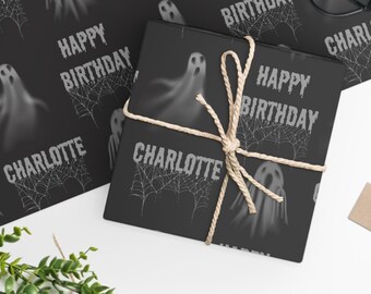 Personalized Ghost Wrapping Paper: Halloween Birthday Gift