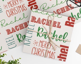 Personalized Name Christmas Wrapping Paper, Custom holiday gift wrap, Magical Christmas gifts, No tags Xmas wrap, Unique paper gifts