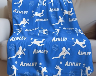 Personalized Volleyball Blanket: Plush Sherpa Fleece, Custom Name Gift