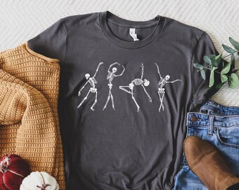 Halloween skeleton ballet t-shirt gift for Dance Lovers, Funny bones dance tshirt, Gift for Dancer, Fall gothic tee, Dancing skeleton shirt