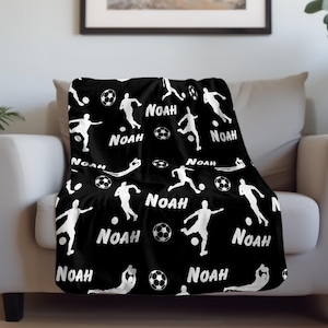 Personalized boys soccer plush blanket, Soccer player gift, Soccer Mom present, Teen sports gifts, Soccer lover blanket, Kids camping gift