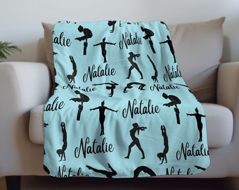 Personalized gymnastics blanket, Custom kids name blanket, Gymnast gift, Cozy plush sherpa blanket, Gymnastics athlete gift, daughter gift