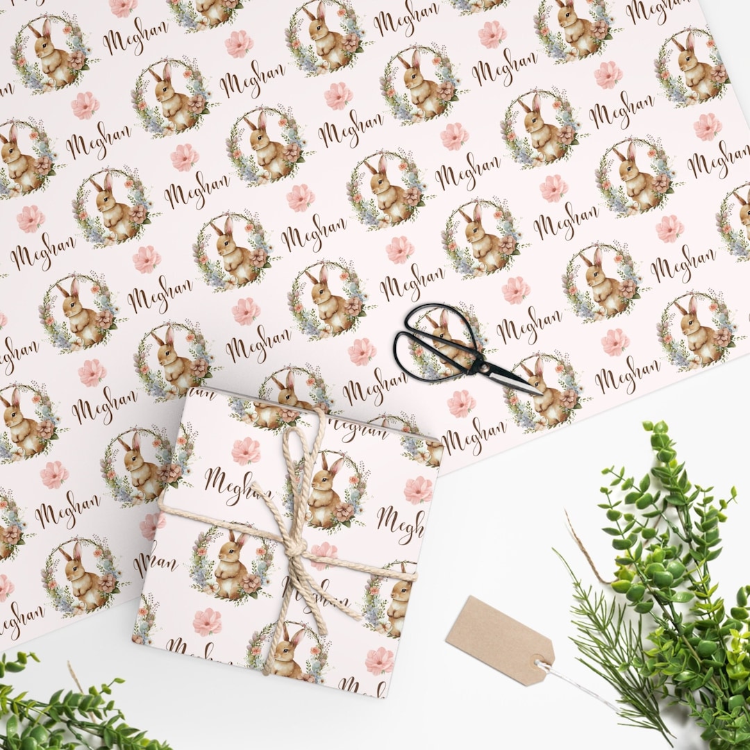 Personalized Spring Rabbit Wrapping Paper, Custom Easter Gift Wrap ...