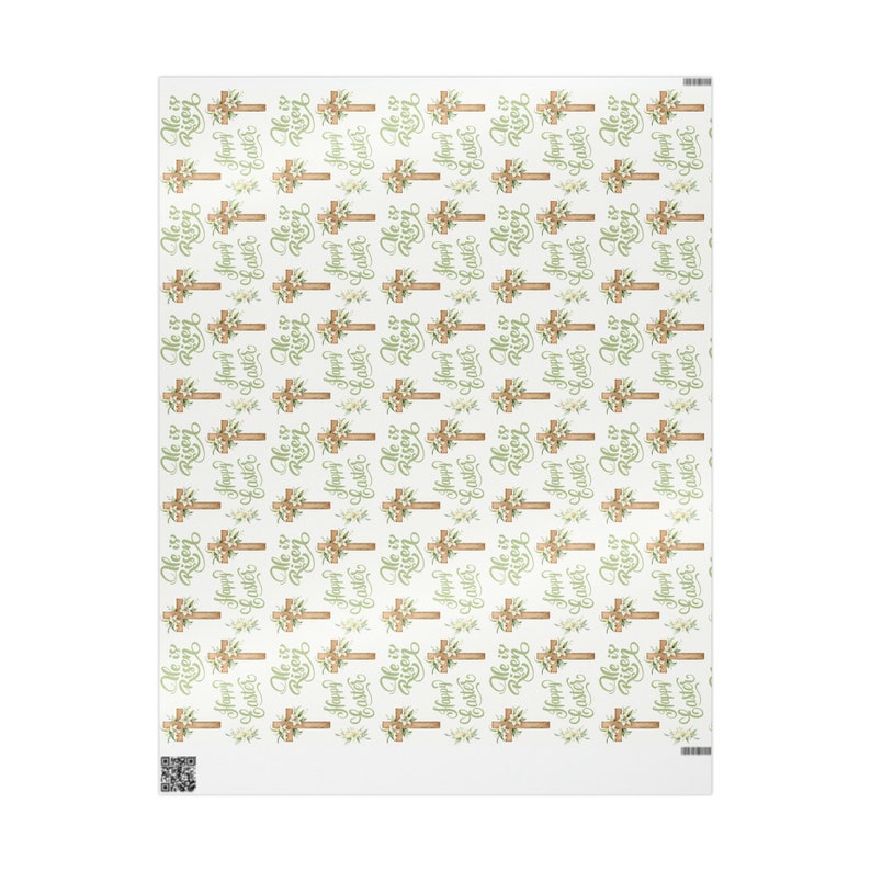 Christian Easter Wrapping Paper: Cross & "He is Risen" Design image 5