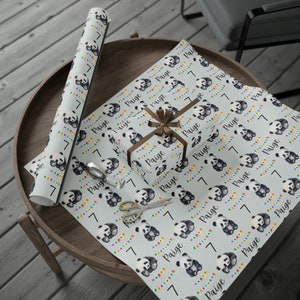 Personalized Panda Birthday Wrapping Paper: Custom Kids Gift Wrap afbeelding 2