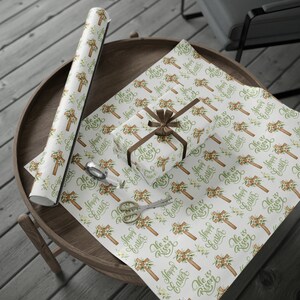 Christian Easter Wrapping Paper: Cross & "He is Risen" Design image 2