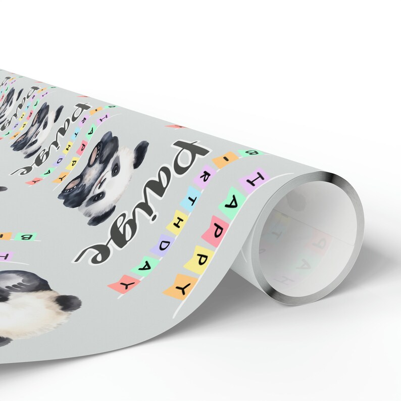 Personalized Panda Birthday Wrapping Paper: Custom Kids Gift Wrap afbeelding 4