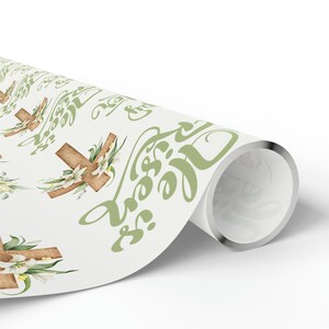 Christian Easter Wrapping Paper: Cross & "He is Risen" Design image 4