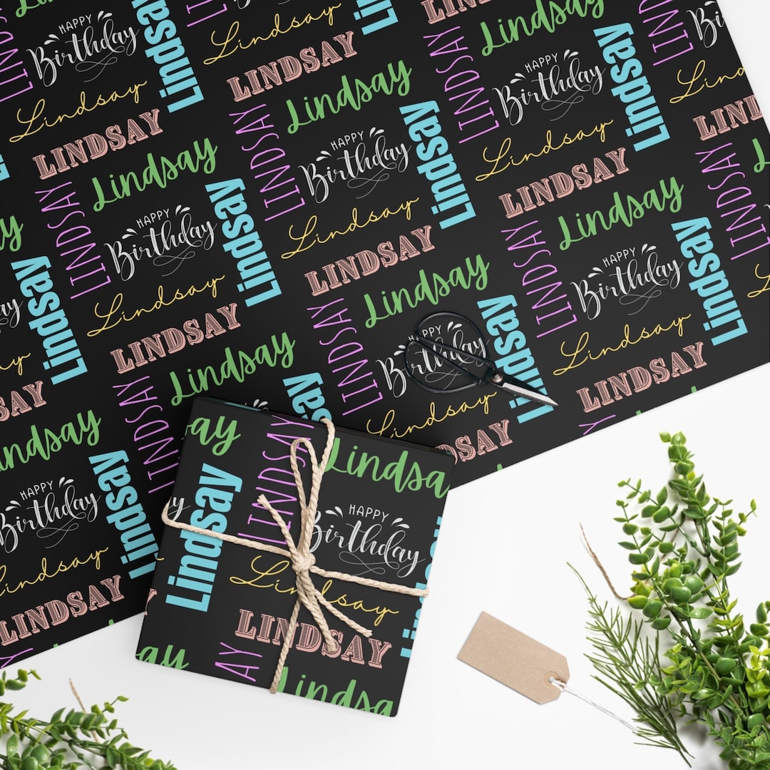 Personalized Happy Birthday Wrapping Paper, Custom Name Wrapping Paper