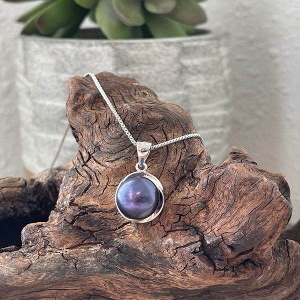 Black Pearl Necklace Etsy