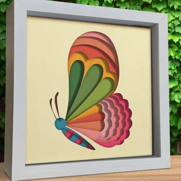 3d Butterfly Svg, Shadow Box Svg, Files for cricut, for Silhouette, Cnc files Svg