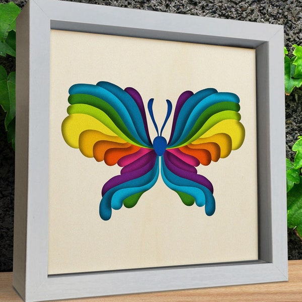 3d Butterfly Svg, Shadow Box Svg, Colorful Butterfly, Files for cricut, for Silhouette, Cnc files Svg