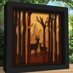 3d Forest Shadow Box, Files for cricut, for Silhouette, CNC cutting, Svg, Dxf, Eps, Png Formats