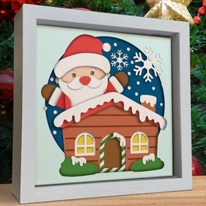 3d Santa and Christmas Shadow Box, Paper Cut Template, Christmas Layers, For Cricut, Silhouette, Laser, CNC, Easy to use