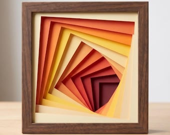 3D Geometric Shadow Box SVG, Abstract Twisted Square Layered Papercut