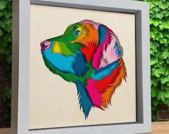 3d Dog Shadow Box, Labrador Retriever, 3d Pet SVG, Multicolor Papercut, Files for cricut, for Silhouette, Svg, Dxf, Eps, Png Formats